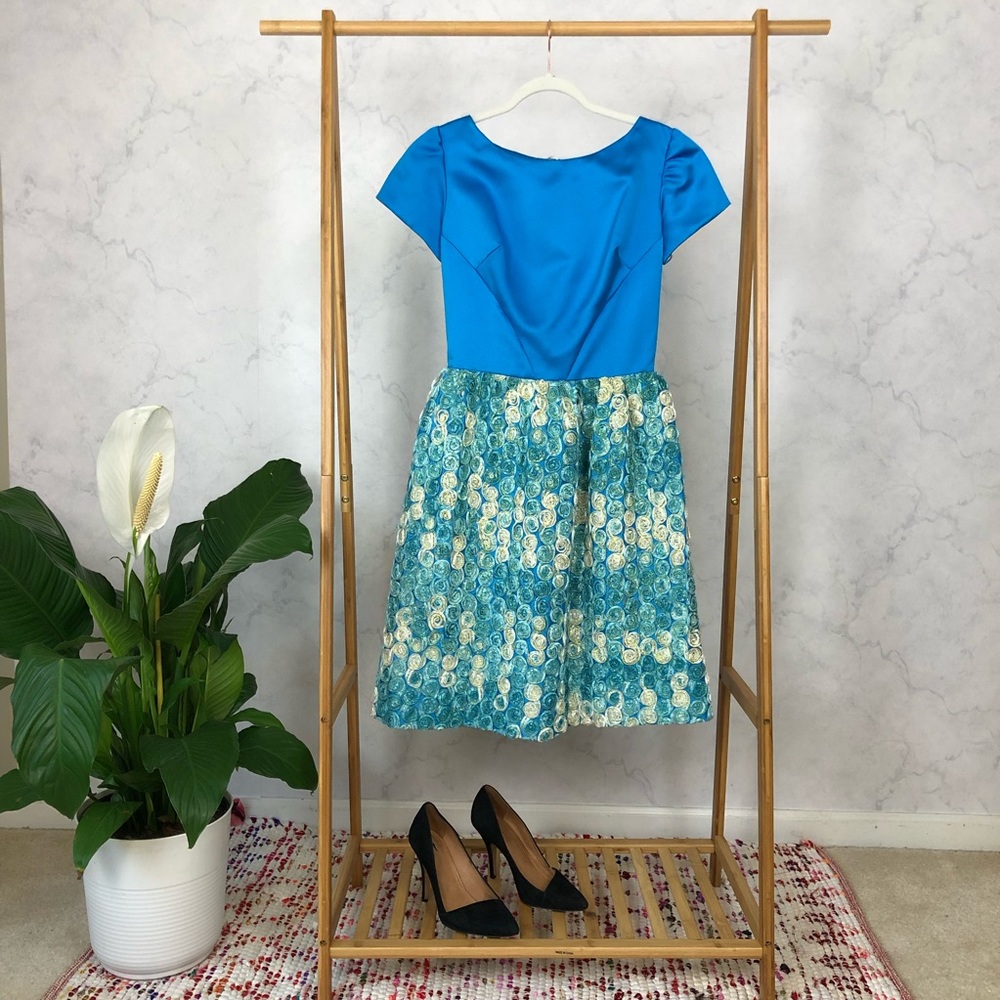 Vintage 60s Repro Blue Rosette Cocktail Dress